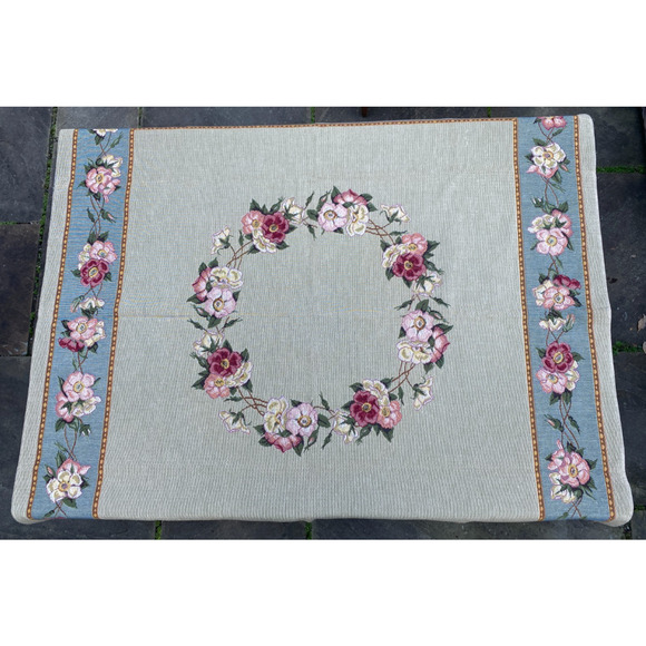 GOBLYS Table Covering Tapestry Square Floral Jacquard Cotton Beige France 58x58 - Picture 2 of 13